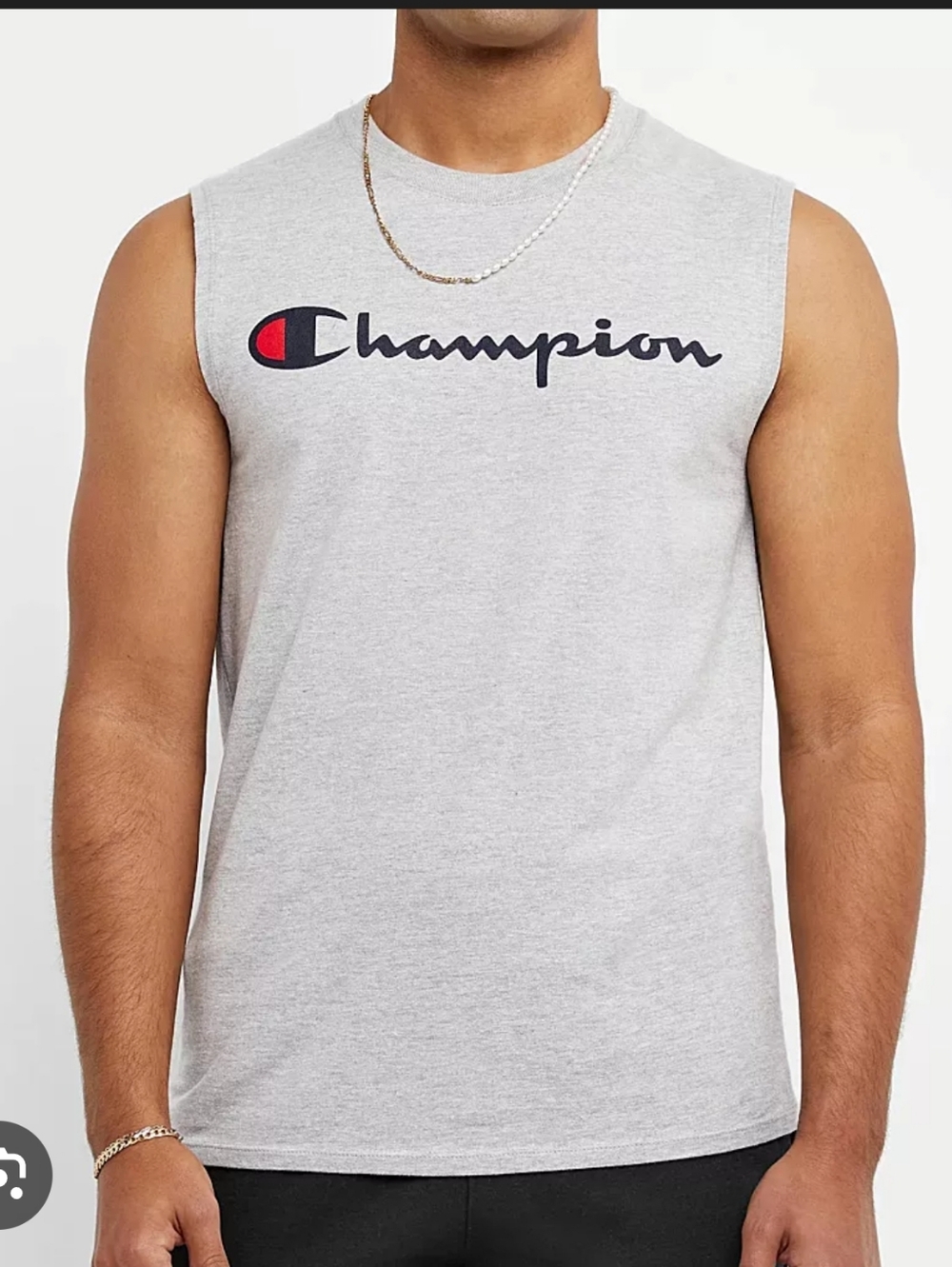 Men's Champion Gray Sleeveless Logo Muscle Tee Size L NWT